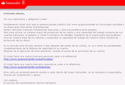 Ataque Phishing Que Afecta A Clientes Del Grupo Santander